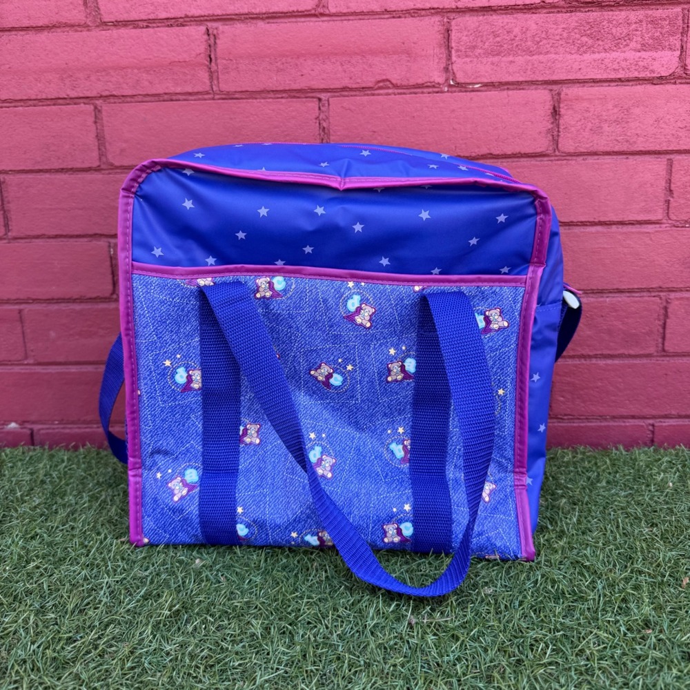 Vtg 90s Ross Similac Diaper Bag Blue Pink Teddy Bear Star Print Retro Kidcore